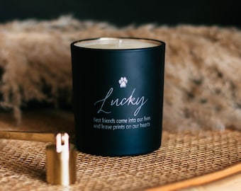 Engraved Pet Memorial Candle: Personalized Dog Cat Remembrance