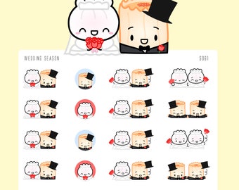 S061 | Wedding Season Stickers Stickers [Wonton In A Million, Planner Stickers, Character Deco Stickers] // S-S061