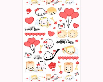 HS050 | Valentine Wonton And Only Washi Stickers [Washi Tape, Washi Stickers, Washi Sample] // S-HS050