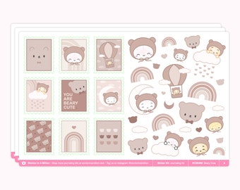 HCSK069 | Beary Cute (Journaling Kit) [Journaling Sticker Kit, Washi Paper, Weekly Sticker Kit] // 7644941287602