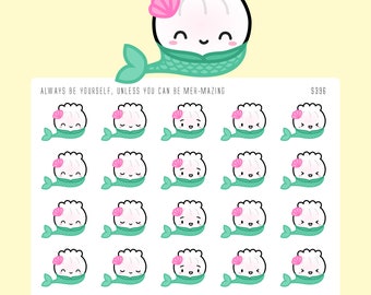 S396 | Mermaid Steamie Stickers Stickers [Wonton In A Million, Planner Stickers, Character Deco Stickers] // S-S396