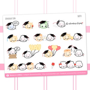 S071 Graduation Stickers Stickers Wonton In A Million, Planner Stickers, Character Deco Stickers // S-S071 image 2