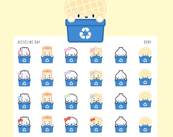 S434 | Recycling Stickers Stickers [Wonton In A Million, Planner Stickers, Character Deco Stickers] // S-S434