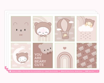 Beary Cute (Kit vertical hebdomadaire) Stickers [Wonton In A Million, Planner Stickers, Character Deco Stickers] // 7644941254834