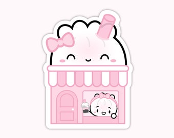 L287 | Dimsum Town - Steamie's Boba Shop Vinyl Sticker Laptop Sticker [Vinyl Stickers, Diecut Stickers] // V-L287