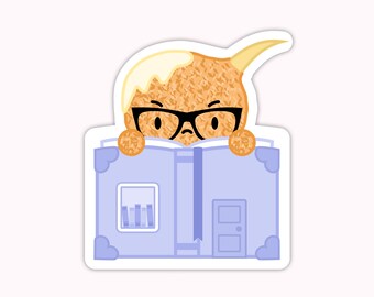 L293 | Dimsum Town - Crabby's Library Vinyl Sticker Laptop Sticker [Vinyl Stickers, Diecut Stickers] // V-L293