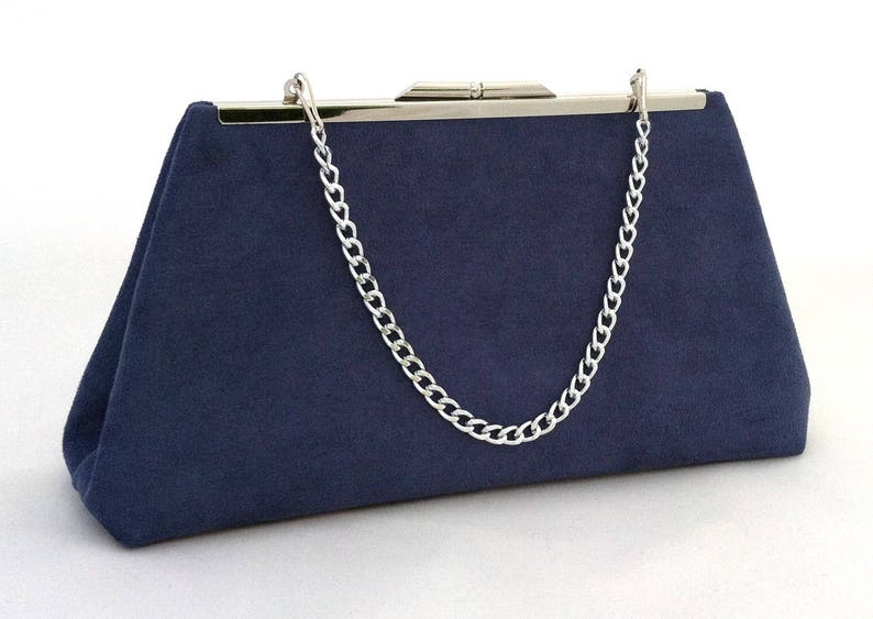 navy suede purse