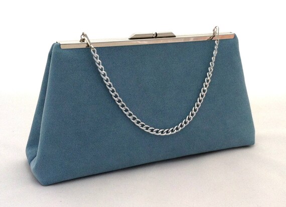 light blue suede purse