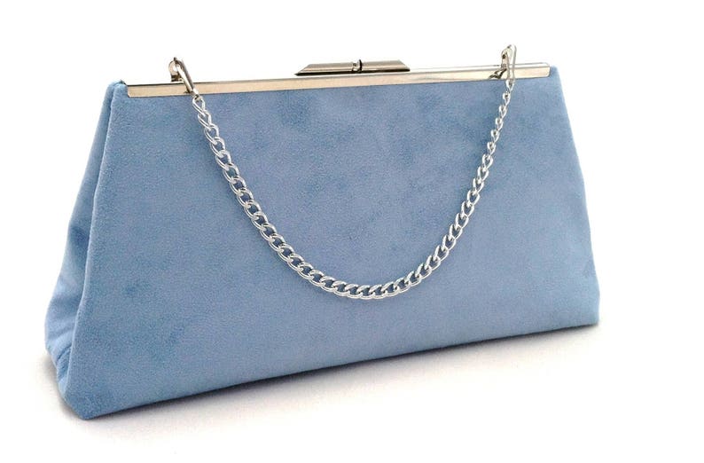 Blue Suede Handbag Light Blue Purse Blue Suede Evening Etsy