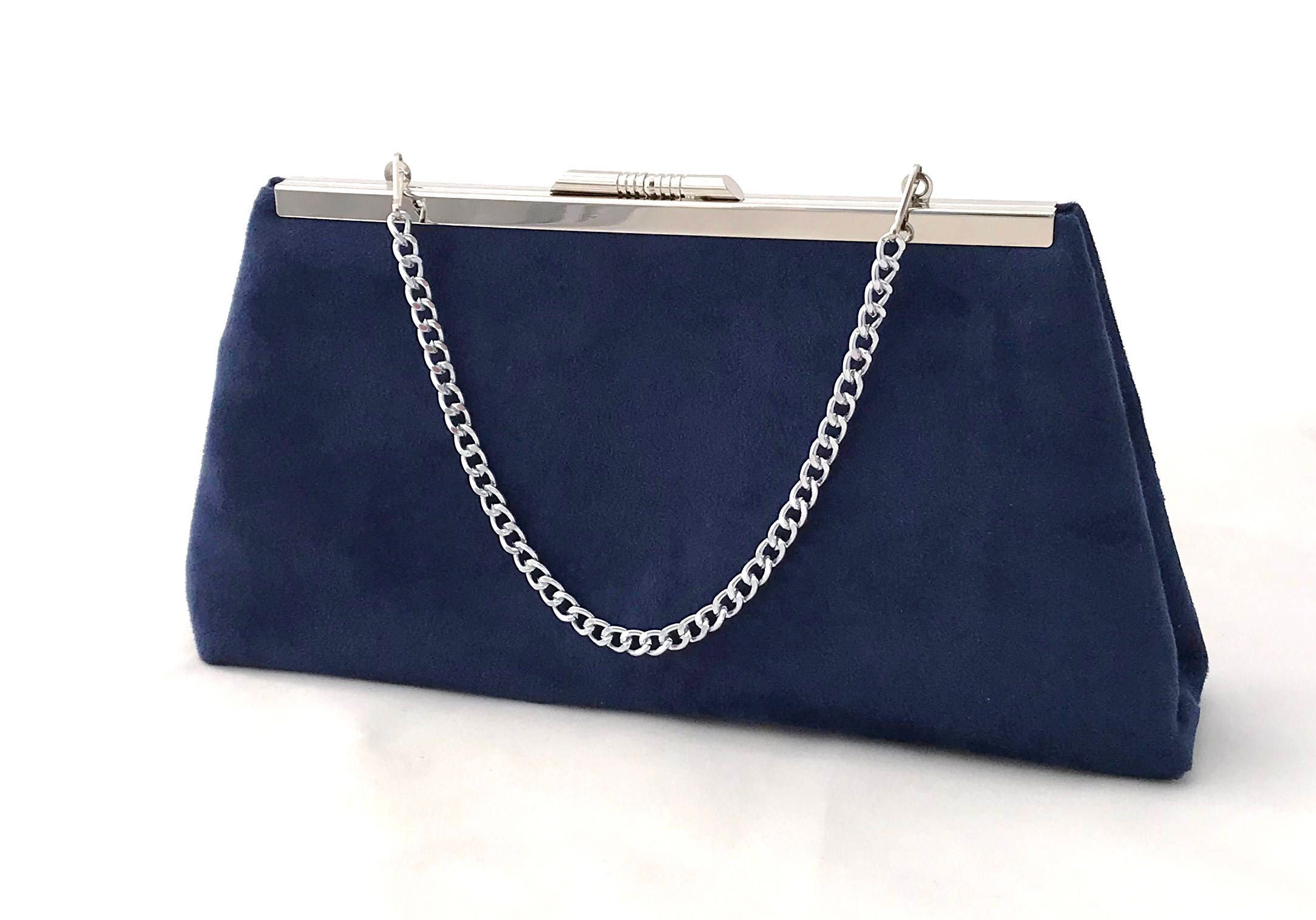 Navy Blue Suede Handbag Navy Purse Etsy