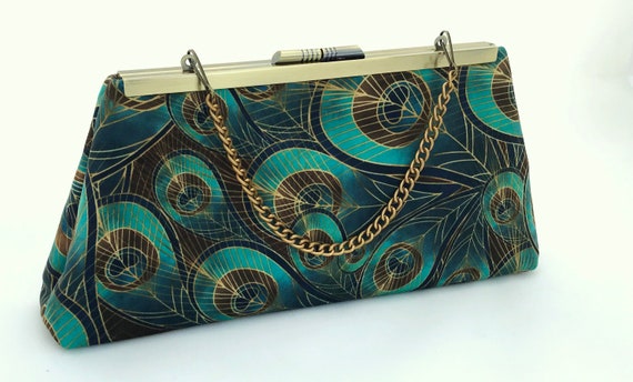 peacock clutch bag