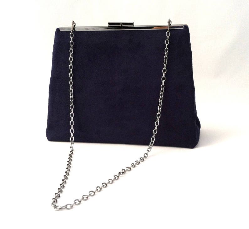 Navy Blue Suede Handbag ~ Navy Purse