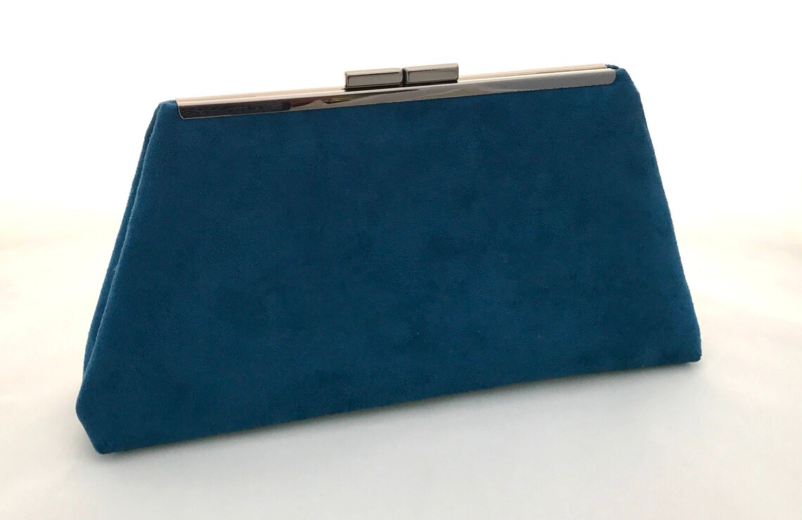 teal suede handbag
