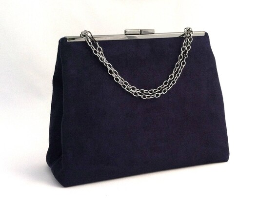 navy blue suede purse