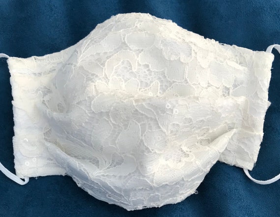Bridal White Lace Mask Face Mask Adult Adjustable Wedding Face | Etsy