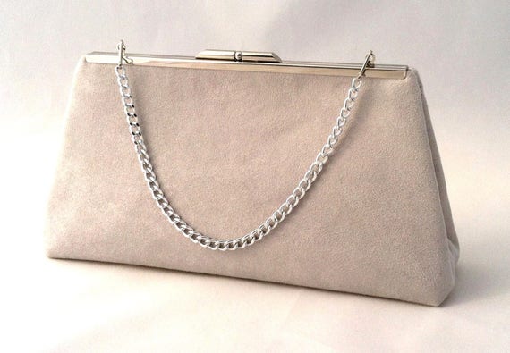 Grey Suede Handbag Clutch Purse Gray Suede Handbag Clutch | Etsy