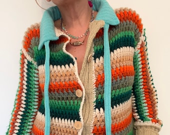 Vintage granny crochet vest