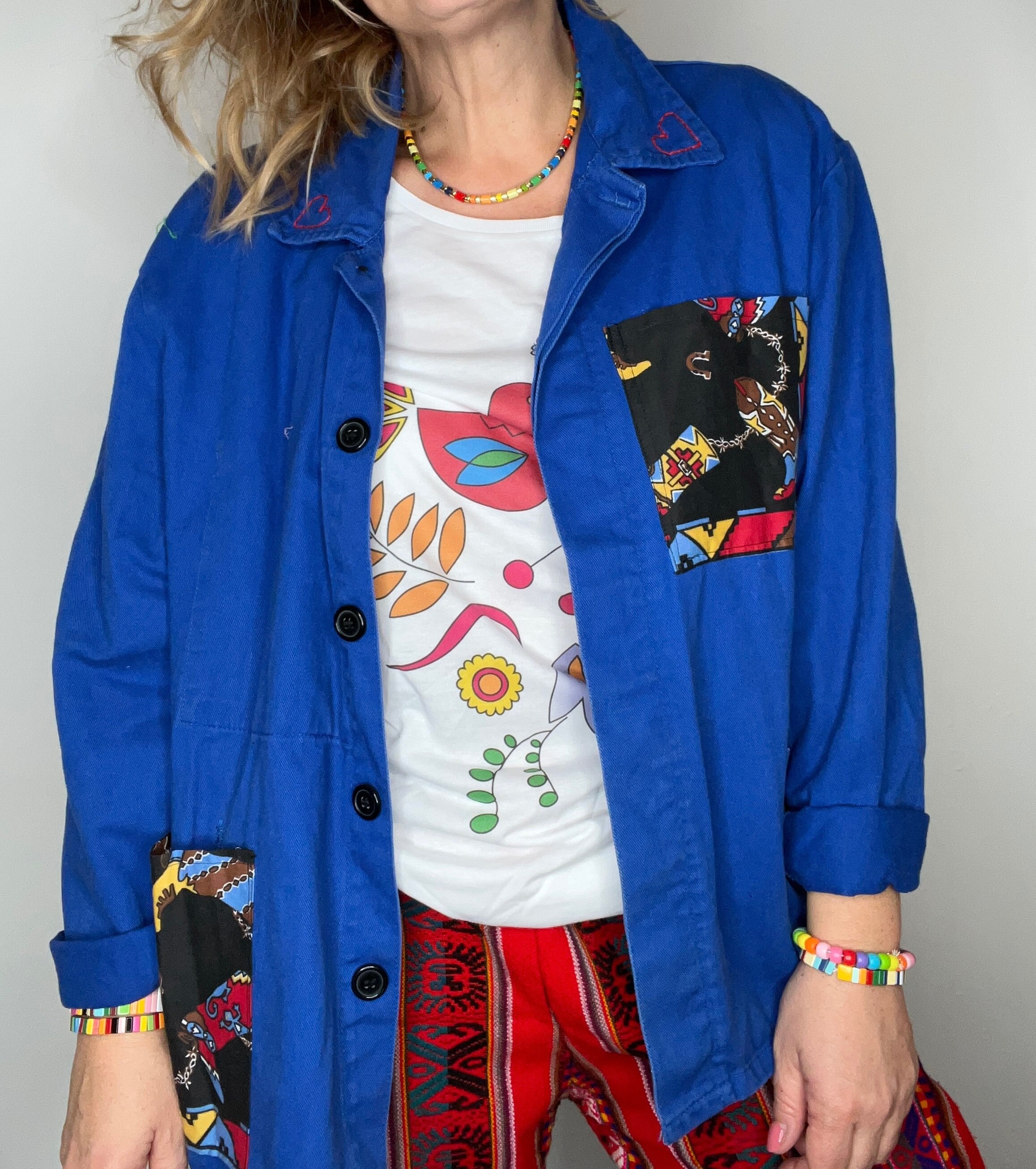 Blaue arbeitsjacke