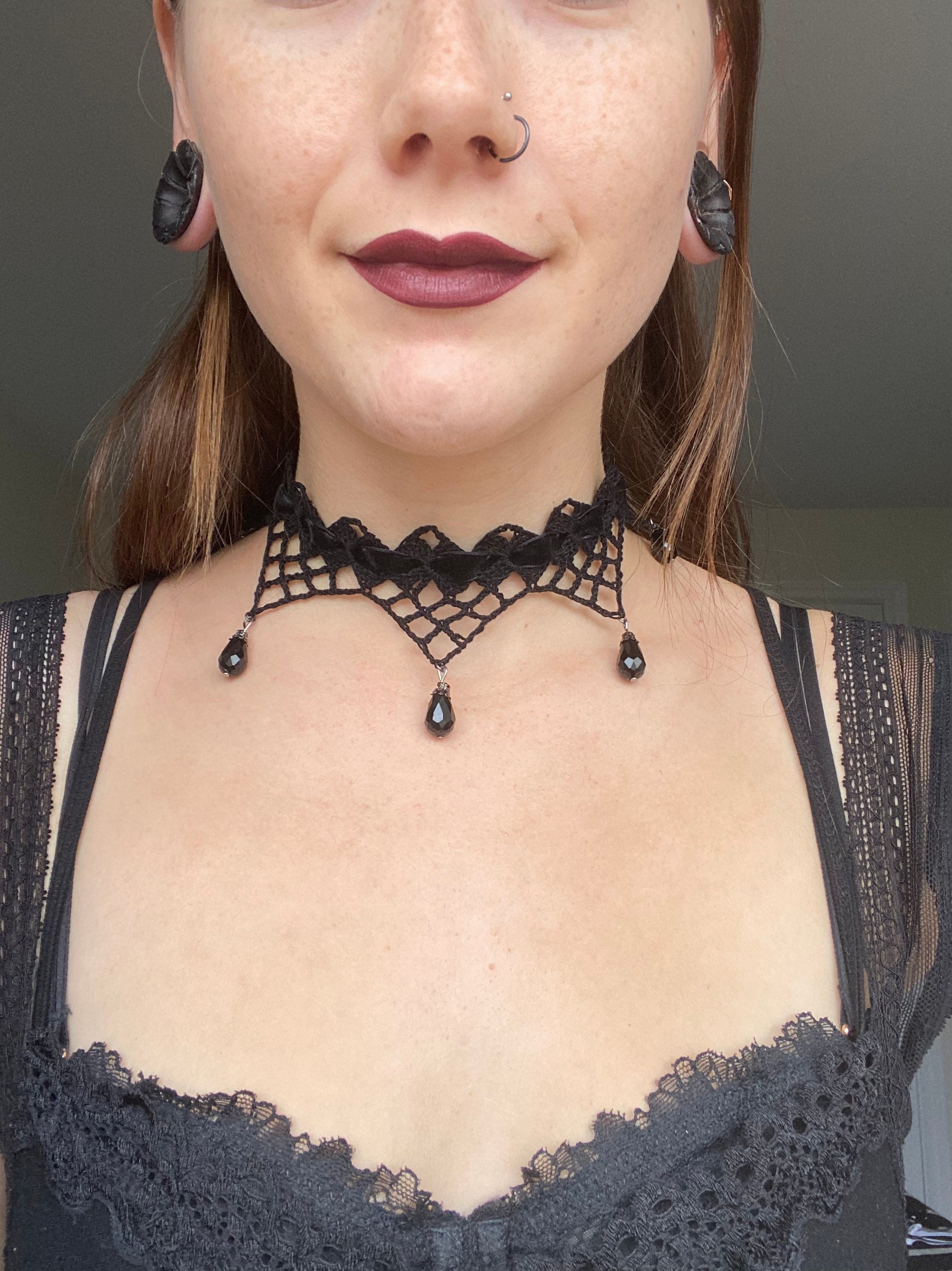 Black Choker Necklace, Chokers, Gothic Necklaces, Jewelry 