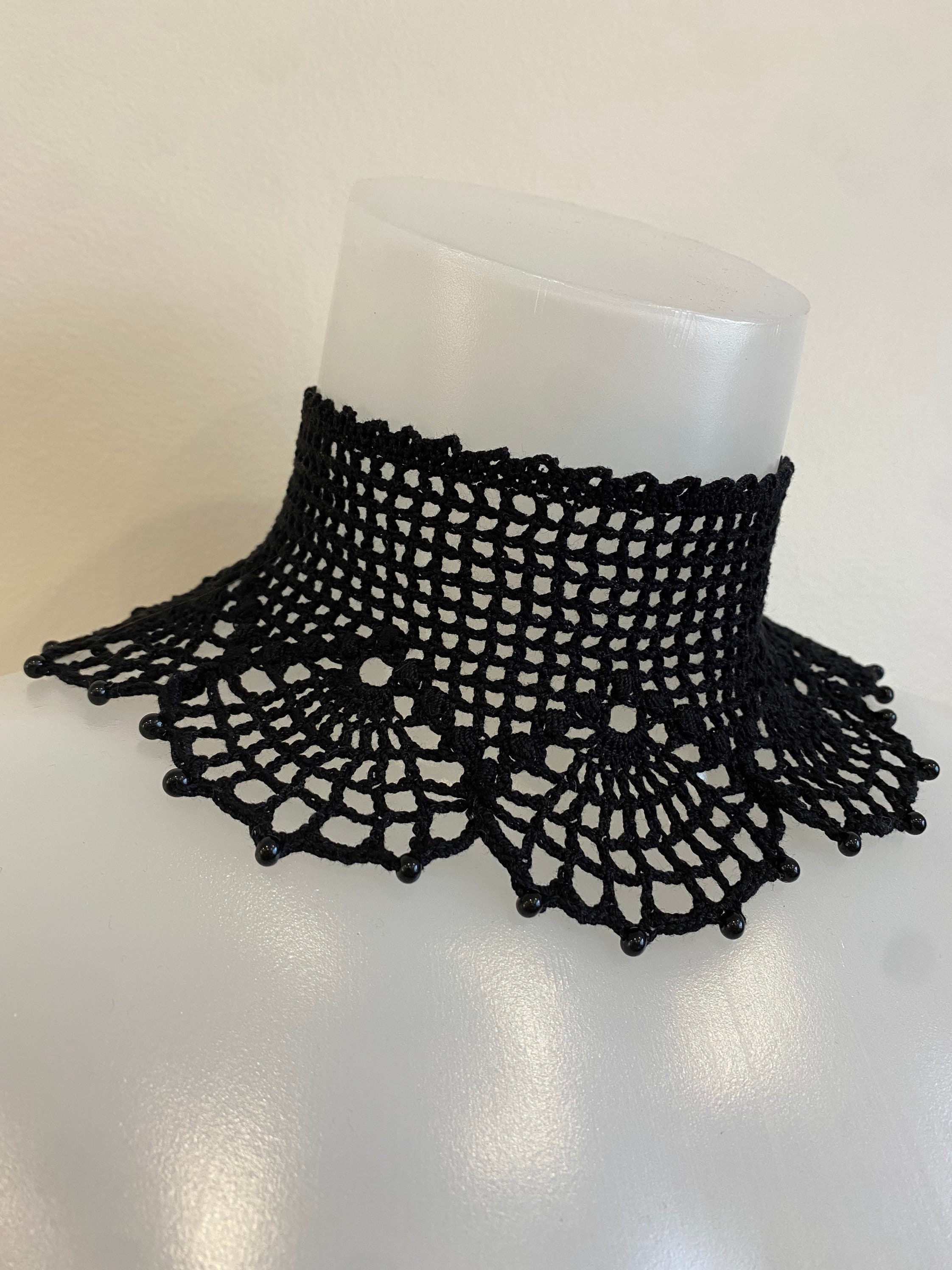 Crochet Lace Choker | Crochet Choker Black Lace Gothic Collar With ...