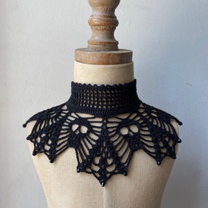 Black Lace Gothic Crochet Choker With Skulls and Beads | Crochet ...