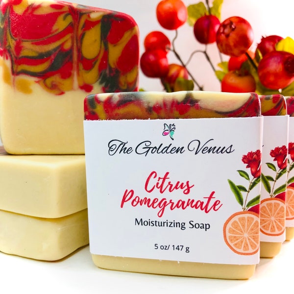 Citrus Pomegranate Artisan Soap | Handmade Soap Bar | Cold Process Soap | Goat Milk Soap | Gift Soap | Christmas Soap