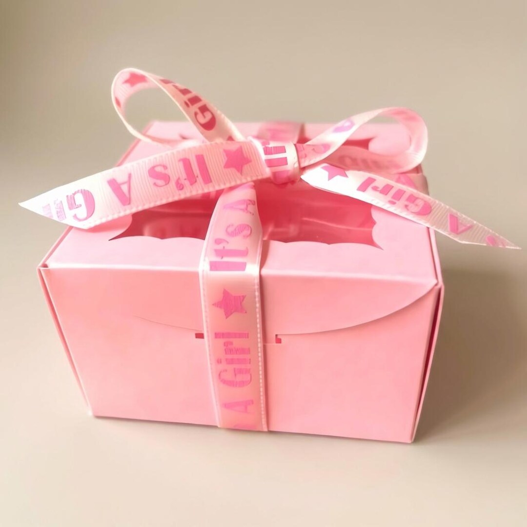 Color Baby Box Pastel Pink Baby Girl Favor Boxes With Ribbon, Keepsake Gift Packaging ...