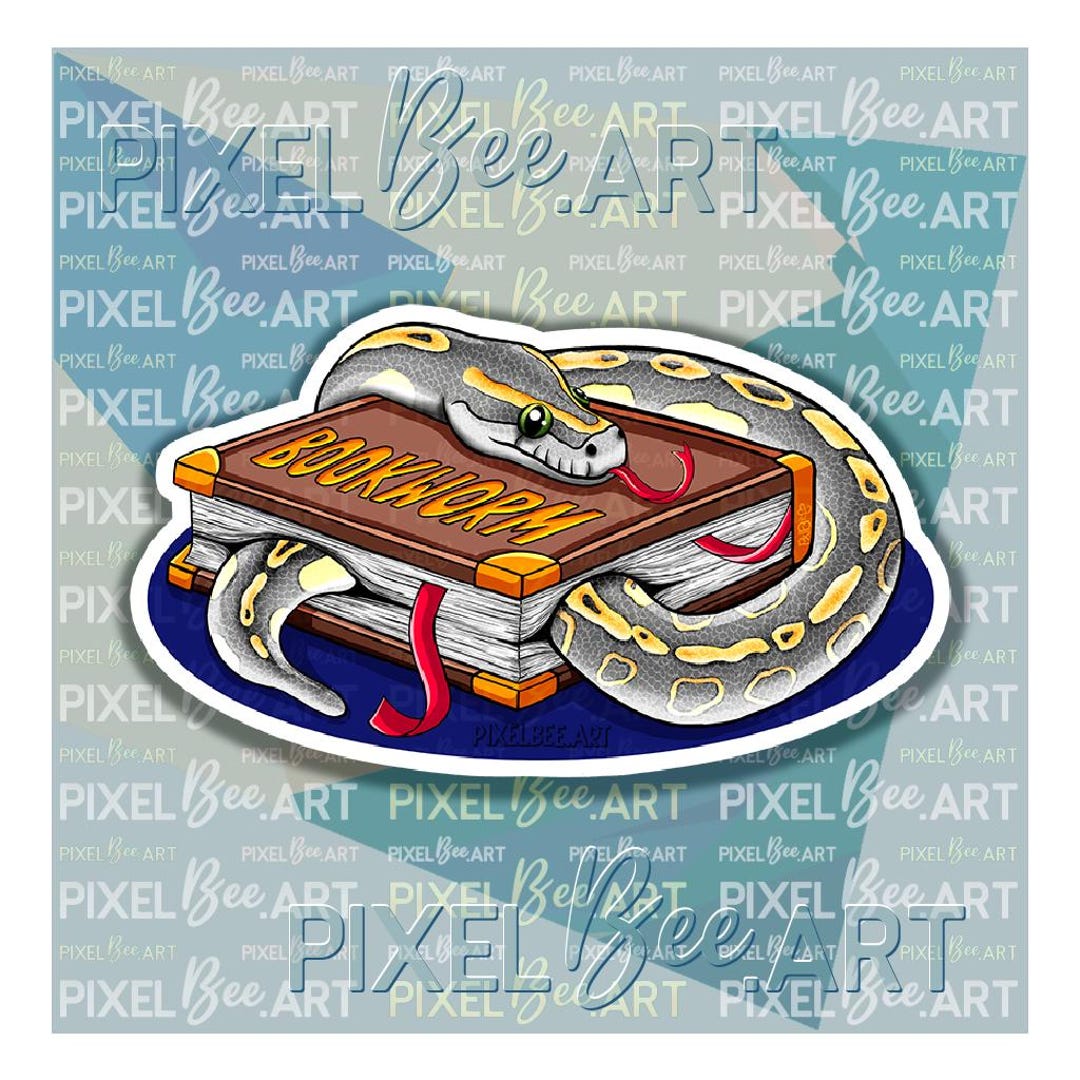 Cute Royal Ball Python Bookworm Sticker for Snake and Reptile ...