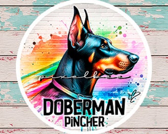 Doberman Pincher • Animal Lover • Cute Dog Dobie Vinyl Sticker Decal