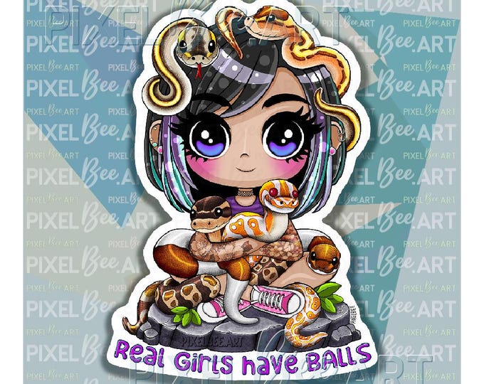 Cute Royal Ball Python Girl Sticker for Snake Enthusiasts and Reptile ...