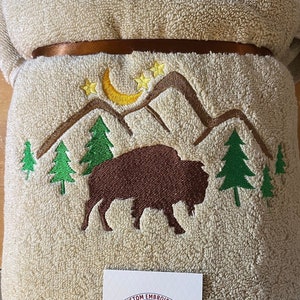 Buffalo Embroidered Hooded Towel