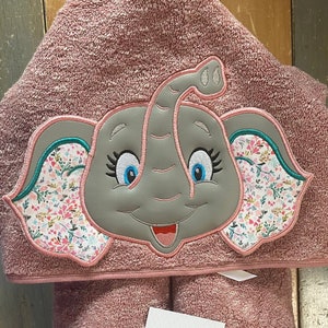 Sweet Elephant Hooded Towel, 3D Ears, Childrens Hooded Towel No Name added