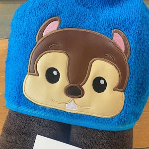 Squirrel Embroidered Hooded Towel