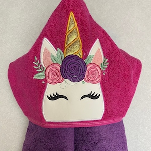 Unicorn Sleeping Embroidered Hooded Towel