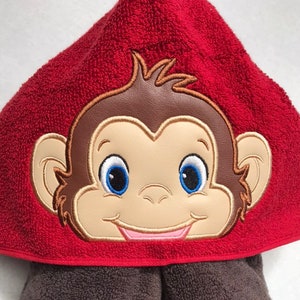 Monkey Boy Embroidered Hooded Towel No Name Added