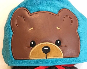 Teddy Bear Embroidered Hooded Towel