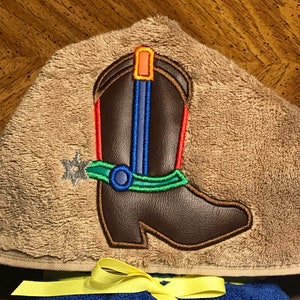 Cowboy Boot Embroidered Hooded Towel