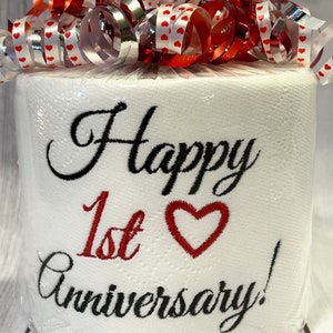 First Anniversary Embroidered Toilet Paper