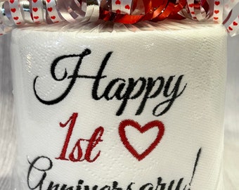 First Anniversary Embroidered Toilet Paper