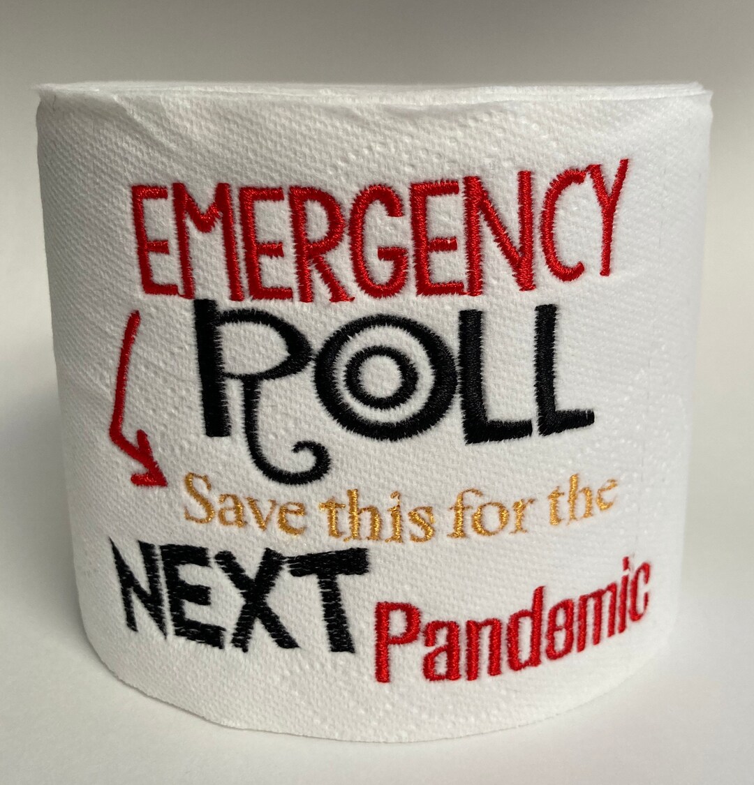 Emergency Toilet Paper Roll, Embroidered Toilet Paper, Gag Gift, White