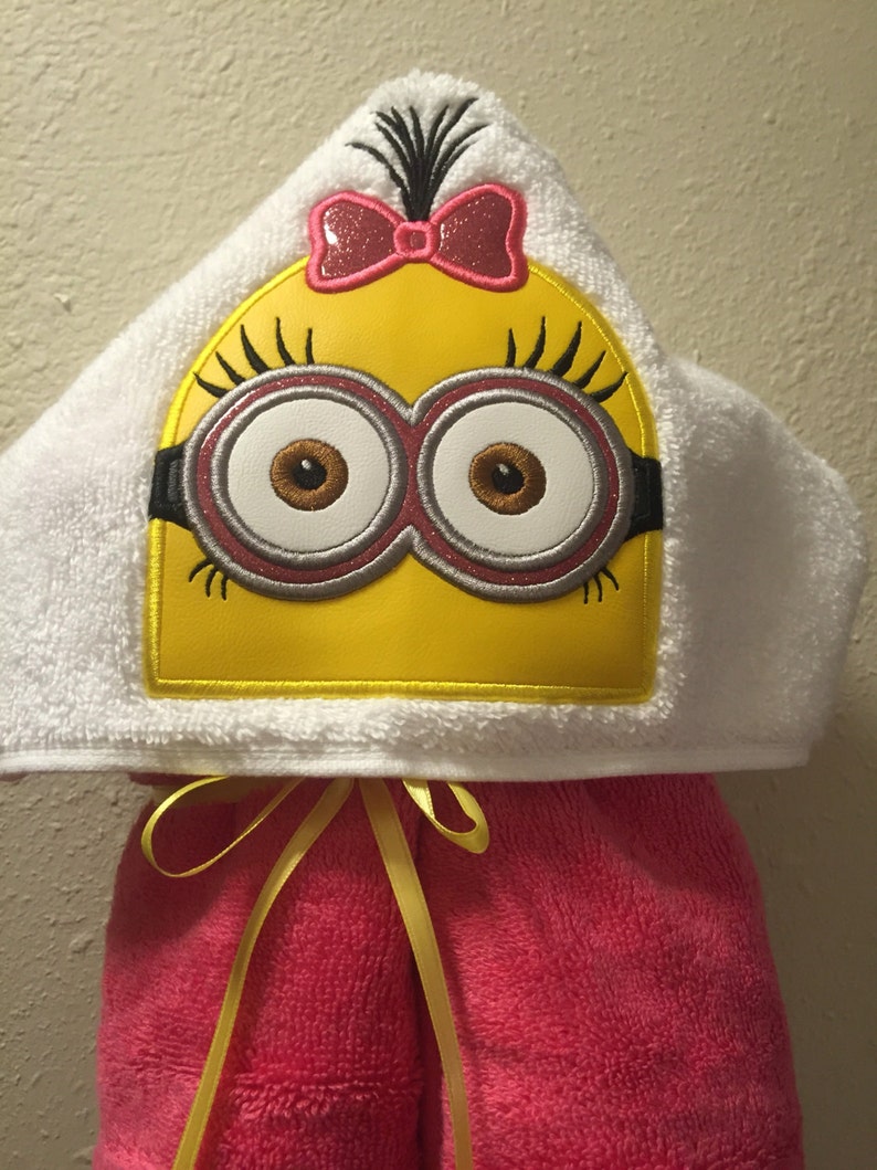 RedRockCraftsWy Minions Minion Girl Hooded Towel Towel Childrens Hooded Towel Hooded Towel Personalized Towel Girl Minion