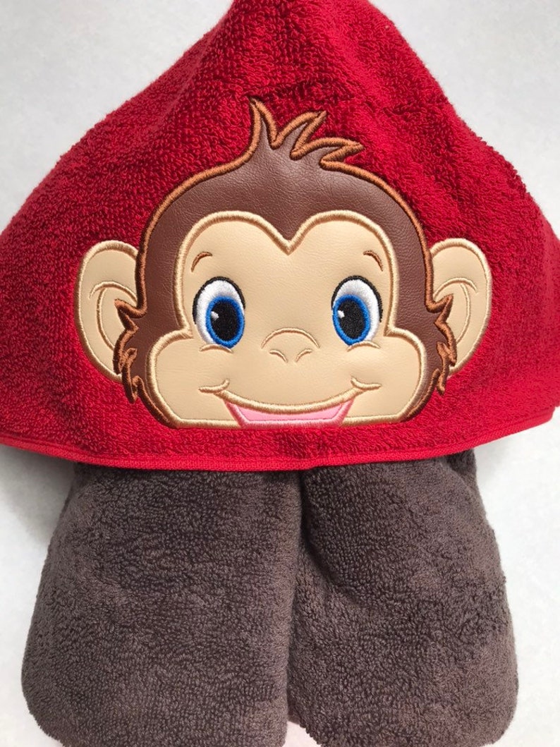 Monkey Boy Embroidered Hooded Towel No Name Added