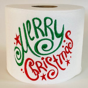 Merry Christmas Embroidered Toilet Paper - Christmas Gift - Toilet Paper Gift - Christmas TP
