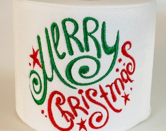Merry Christmas Embroidered Toilet Paper - Christmas Gift - Toilet Paper Gift - Christmas TP
