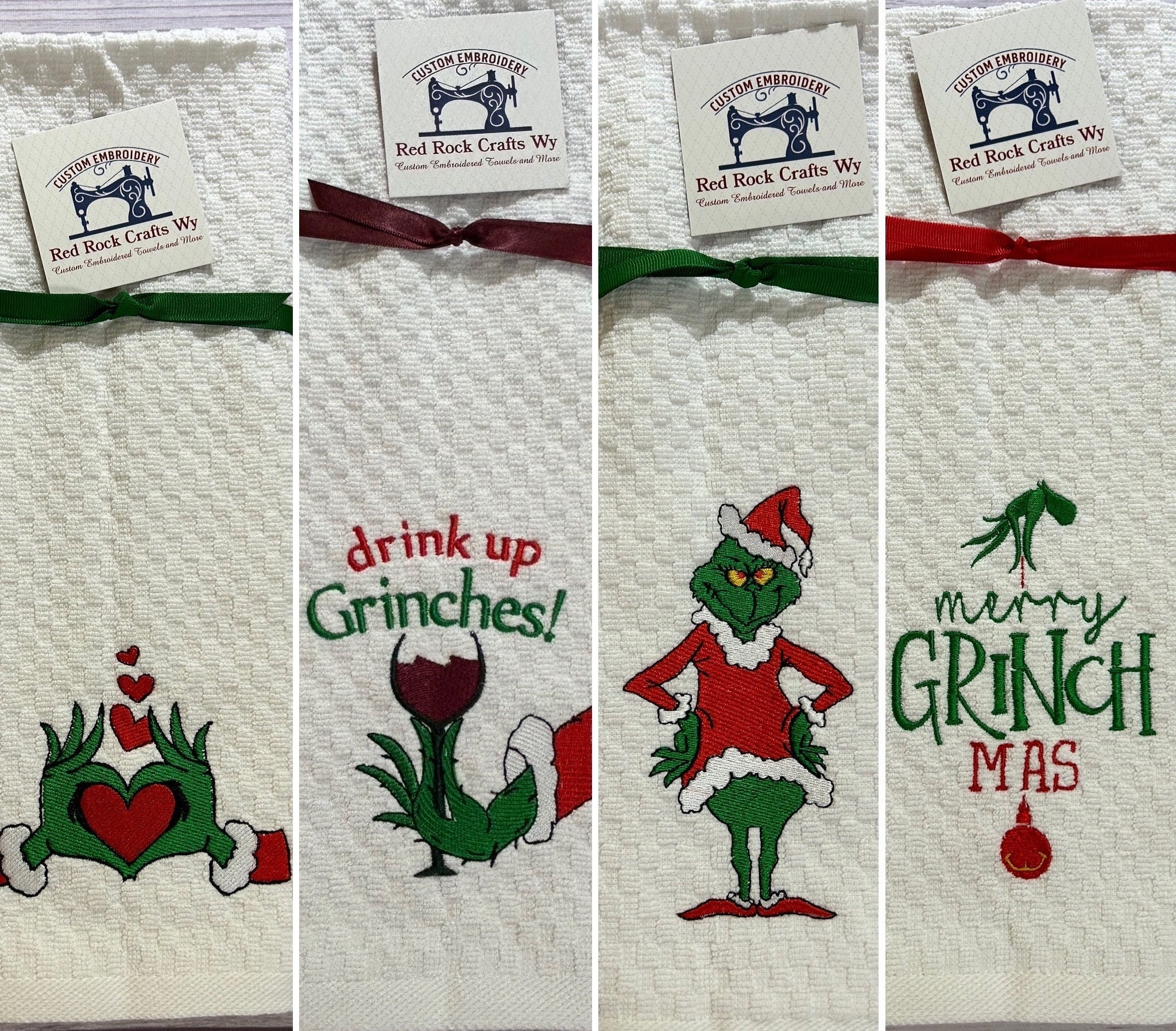 D-GROEE Christmas Microfiber Kitchen Towels Oversized Embroidered