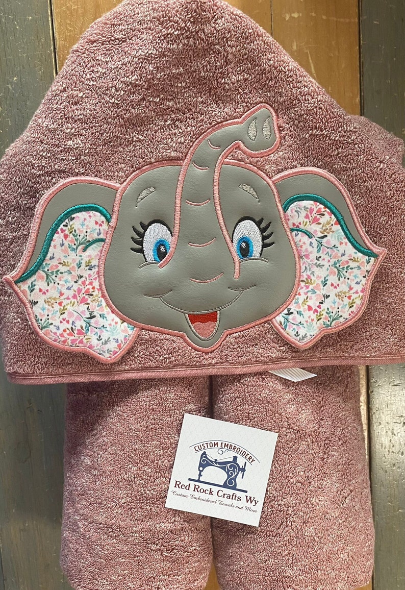 Sweet Elephant Hooded Towel, 3D Ears, Childrens Hooded Towel No Name added