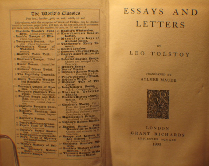 Essays and Letters by Leo Tolstoy 1903 Etsy