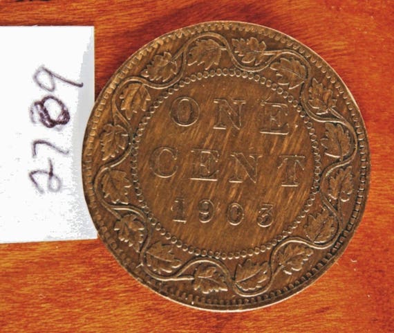 1903 Canada, Canadian Large Cent Coin , Canadian One Cent 