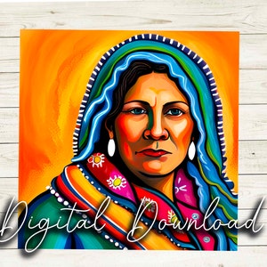 Mexican huichol native mexican woman DIGITAL DOWNLOAD art