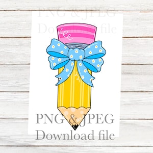 Bow on a pencil clip art  coquette back to school bow. sublimation Download file